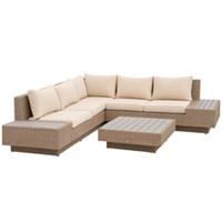 Outsunny 4Pcs Rattan Sofa Set Garden Furniture Set with Armrest Cushions Beige