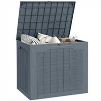Outsunny 93L Plastic Garden Storage Box, Storage Container w/ Handles, Grey