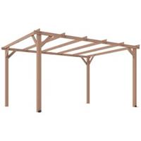 Outsunny 4x3 m Garden Wooden Pergola Gazebo Grape Trellis, Maple Wood-effect