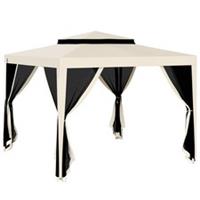 Outsunny 3 x 3 m Gazebo, Netting Party Tent w/ Double Tier Roof, Beige