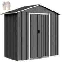 Outsunny 6.5x3.5ft Metal Garden Shed for Garden, Dark Grey