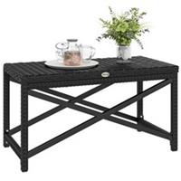 Outsunny Outdoor Coffee Table, PE Rattan Side Table w/ Plastic Board, Black