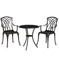 Outsunny 3 PCs Garden Bistro Set Outdoor Garden Furniture Set w/ Umbrella Hole