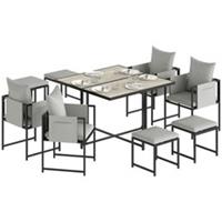 Outsunny 8 Seater Garden Dining Set, Cube Garden Furniture with Cushions