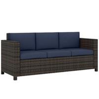 Outsunny Rattan Wicker 3-seater Sofa Chair Patio Furniture, Dark Blue