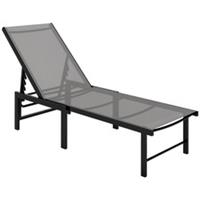 Outsunny Sun Lounger, 5-Level Reclining Sun Lounger Chair, Grey
