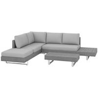 Outsunny 3pc Rattan Wicker Sofa Set with Tea Table & Cushions, Light Grey
