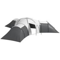 Outsunny Large Tunnel Tent with 3 Bedroom, Living Area and Porch, Grey