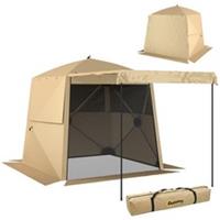 Outsunny Pop Up Gazebo Waterproof with Awning 2 x 2 m Khaki