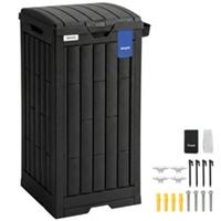 Outsunny 110 L Outdoor Bin with Dual Lid, Ashtray, Drip Tray, Black