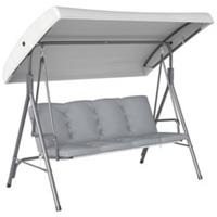 Outsunny 3 Person Porch Swing Chair Outdoor Lounge Bench Canopy Light Grey