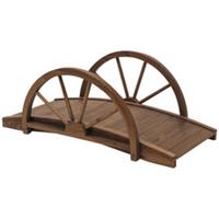 Outsunny Wooden Garden Bridge Arc Walkway,Half Wheeled Railings Stained Wood