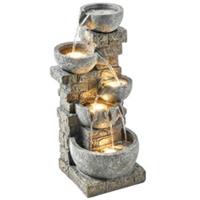 Outsunny 5 Tiers Outdoor Water Fountain with LED Lights for Garden, Mixed