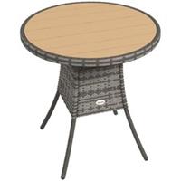 Outsunny Outdoor PE Rattan Dining Table w/ Wood-plastic Composite Top, Natural