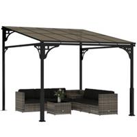 Outsunny 3 x 2.87 m Metal Lean-to Hardtop Gazebo, Wall-Mounted Pergola