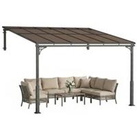 Outsunny 3.4 x 3 m Metal Lean-to Hardtop Gazebo, Wall-Mounted Pergola