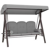 Outsunny 3 Seater Garden Swing Chair, Light Grey