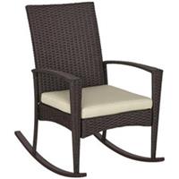 Outsunny Garden Rattan Rocking Chair, Bistro Recliner Rocker Furniture Seater