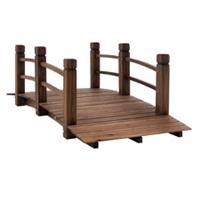 Outsunny Wooden Garden Bridge Lawn Dcor Stained Finish Arc Outdoor Walkway