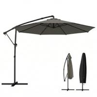 Outsunny 3 m Garden Cantilever Parasol with Cover, Rotation, Grey