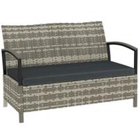 Outsunny 125L Garden Storage Bench, 2 Seater PE Rattan Outdoor Bench