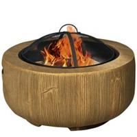 Outsunny Fire Pit with Spark Screen and Poker, 61.5 Wood-burning Brazier