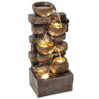 Outsunny Outdoor Fountain with LED Lights, Cascading Waterfall Feature