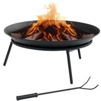 Outsunny Fire Pit, Portable Firepit with Poker, Black