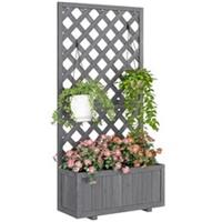 Outsunny Wood Planter with Trellis for Climbing Plants, Grey