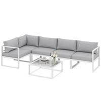Outsunny 6 Seater Aluminium Garden Furniture Set with Table, Cushions, Grey