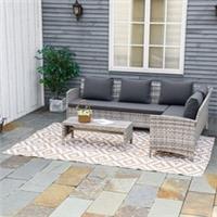 Outsunny 274 x 182 cm Reversible Outdoor RV Rug Floor Mat, Coffee and White