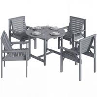 Outsunny Garden Dining Set, Round Table and Chairs w/ Parasol Hole, Grey