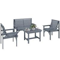 Outsunny 4 Seater Garden Furniture Sofa Set with Curved Seat, Grey