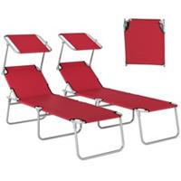 Outsunny Foldable Sun Lounger Set of 2, 4 Level Adjustable Backrest