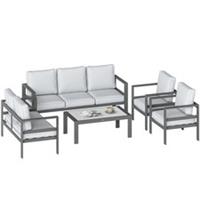 Outsunny Aluminium Garden Furniture Sofa Set with Olefin Cushions, Dark Grey