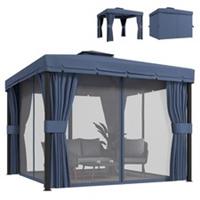 Outsunny 3 x 3(m) Patio Gazebo Garden Shelter w/ Mosquito Netting, Dark Blue