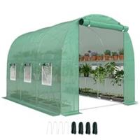 Outsunny Walk-in Greenhouse with Shelves, Green House with Mesh Windows