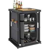 Outsunny Camping Cupboards, Folding Camping Kitchen Table with 3-Tier
