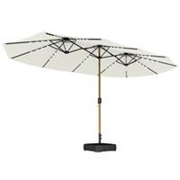 Outsunny Double Sided Garden Parasol with 48 Solar LED Lights 4.6m Cream White