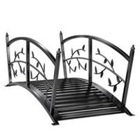 Outsunny 1.2M Metal Garden Bridge with Safety Railings, Outdoor Pond Bridge