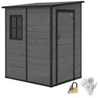 Outsunny Lean to Garden Shed, Plastic Tool Storage House w/ Lockable Door