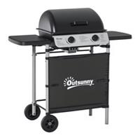 Outsunny Propane Gas Barbecue Grill 2 Burner Cooking BBQ 5.6 kW w/ Side Shelves
