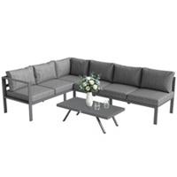 Outsunny Patio Furniture Set Adjustable Backrest L-Shaped Dark Grey