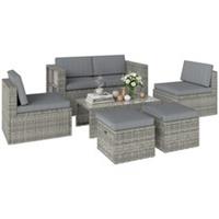 Outsunny 6 Piece Rattan Garden Furniture Set, Nesting Patio Conversation Set