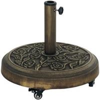 Outsunny Parasol Base with Wheels, Floral Rose Pattern, Bronze