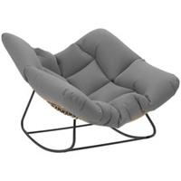 Outsunny Indoor Outdoor Rocking Chair with Cushion, Grey