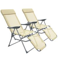 Outsunny 2 Reclining Garden Chairs 5-level Beige, Refurbished