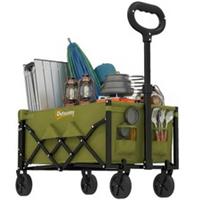 Outsunny 60L Festival Trolley on Wheels, Collapsible Wagon Cart, Green