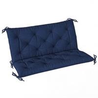Outsunny 2 Seater Bench Pad, Chair Cushion with Back and Ties, Dark Blue