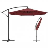 Outsunny 3(m) Garden Banana Parasol Cantilever Umbrella w/ Base, Wine Red